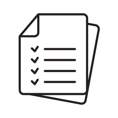 Kontrol listesi vektör simgesi. Grafik ve web tasarımı için siyah illüstrasyon beyaz arkaplanda izole edildi.