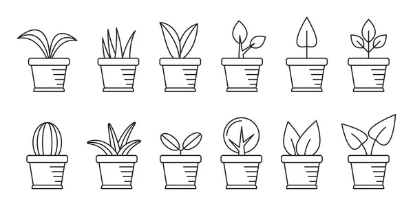 Planta Pote Línea Icono Vector Ilustración — Archivo Imágenes Vectoriales