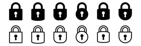挂锁图标 带有锁孔的挂锁 安全图标 — 图库矢量图片