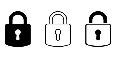 Asma kilit simgesi. Anahtar deliğiyle asma kilit, güvenlik simgesi.