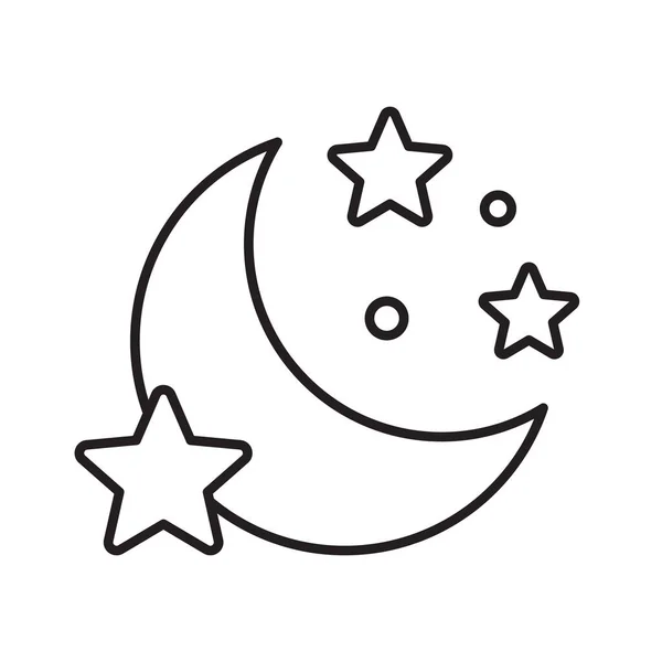 Księżyc Ikoną Gwiazd Białym Tle Ikona Nocy Ikona Półksiężyca Styl — Wektor stockowy