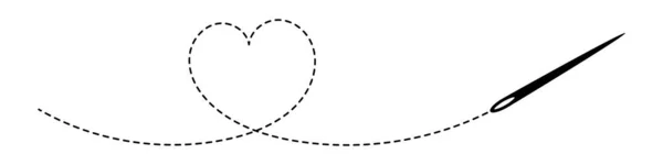 Βελόνα Σπάγκο Σχήμα Καρδιάς Εικονογράφηση Διανύσματος — Διανυσματικό Αρχείο