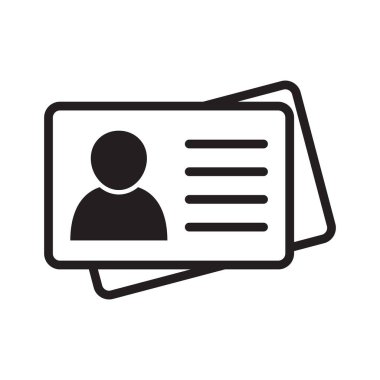 Kimlik kartı simgesi koleksiyonu. Çalışan katip kartı, ehliyet, kimlik kartı, personel kimlik kartı sembolü. Web sitesi ve mobil uygulama için tasarım.