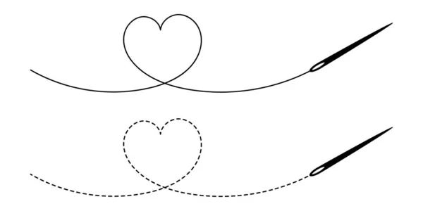 Needle String Shape Heart Vector Illustration — 스톡 벡터