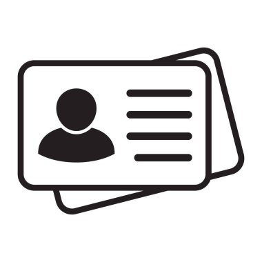 Kimlik kartı simgesi koleksiyonu. Çalışan katip kartı, ehliyet, kimlik kartı, personel kimlik kartı sembolü. Web sitesi ve mobil uygulama için tasarım.