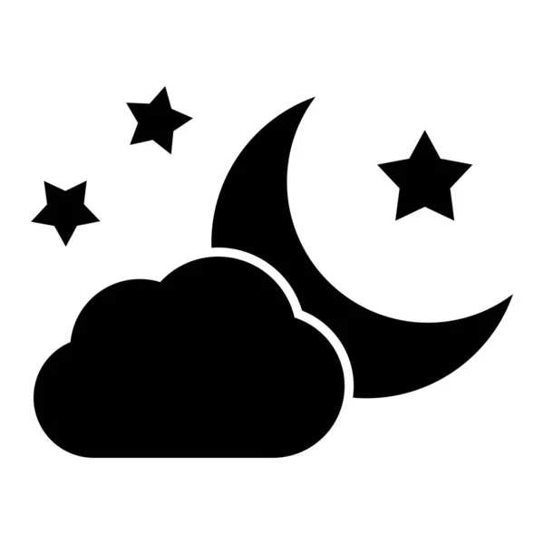 Night Icon Moon Clouds Stars Icon Flat Style — Stock Vector