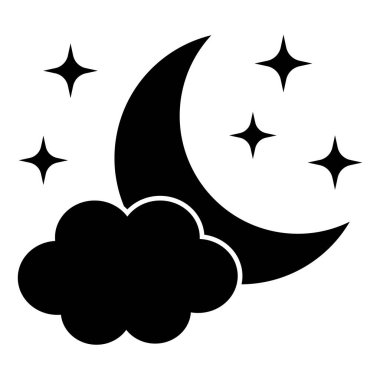 Beyaz arkaplanda yıldız simgesi olan ay. Minimalist stil.