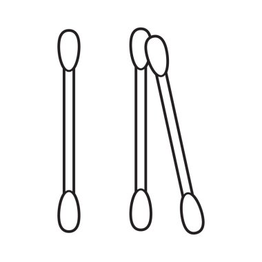 Pamuk çubuğu ikonu. Vektör illüstrasyonu beyaz arkaplanda izole edildi.