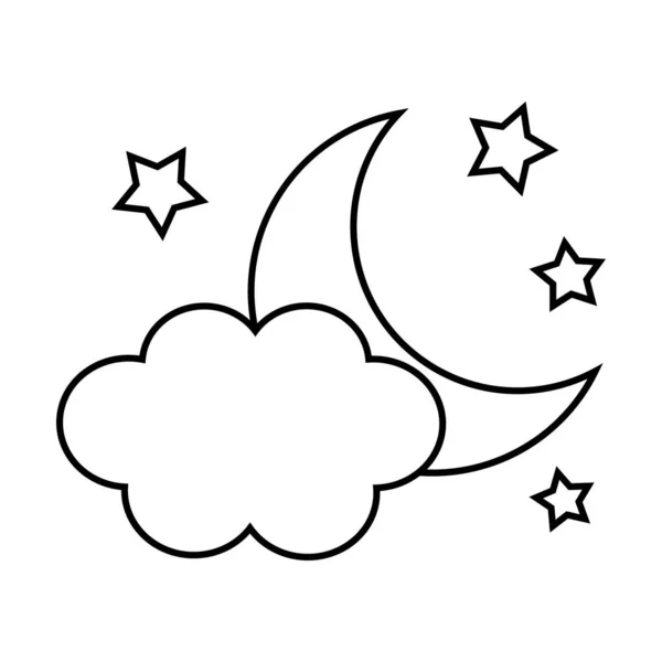 Księżyc Chmurami Ikoną Gwiazd Ikona Nocy — Wektor stockowy