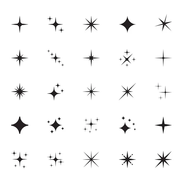 Звездные Иконы Мерцающие Звезды Блестящие Сверкающие Вспышки Рождественские Векторные Символы — стоковый вектор