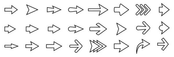 Conjunto Diseño Iconos Línea Flecha Iconos Vectores Contorno Negro Aislados — Archivo Imágenes Vectoriales
