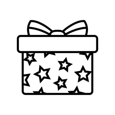 Hediye kutusu simgesi. Vektör izole eleman. Noel hediyesi ikonu illüstrasyon vektör sembolü. Sürpriz hediye tasarımı. Stok vektörü.