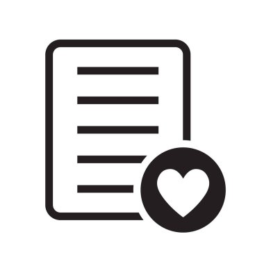 Düz stil dilek listesi simgesi. Beyaz izole arkaplandaki belge vektör çizimi gibi. Favori iş listesi konsepti.