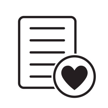 Düz stil dilek listesi simgesi. Aşk mektubu, beyaz izole edilmiş arka plandaki belge vektör illüstrasyonu gibi. Favori iş listesi konsepti.