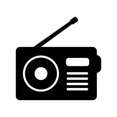 Retro radyo simgesi, vektör izole edildi.