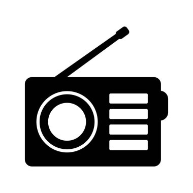 Retro radyo simgesi, vektör izole edildi.