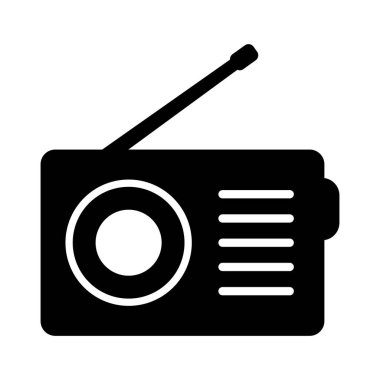 Retro radyo simgesi, vektör izole edildi.