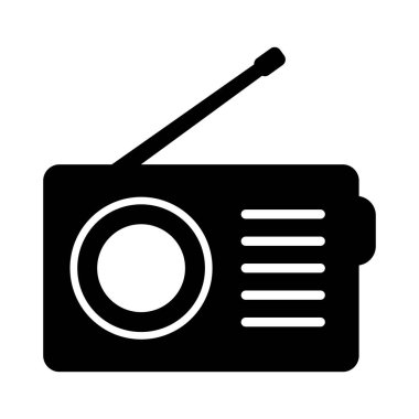 Retro radyo simgesi, vektör izole edildi.