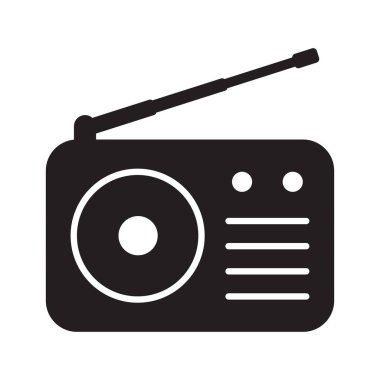 Retro radyo simgesi, vektör izole edildi.