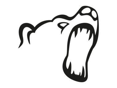 Gürleyen ayının silueti. Kükreyen ayı. Kızgın boz ayı baş silueti.