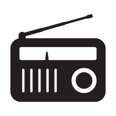 Retro radyo simgesi, vektör izole edildi.