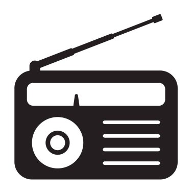 Retro radyo simgesi, vektör izole edildi.