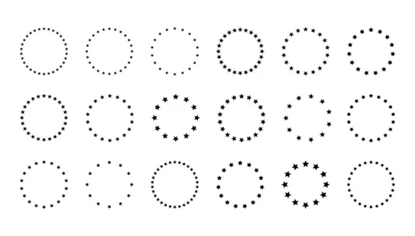 Зірки Різних Розмірів Розташовані Колі Кругла Рамка Кордон Елемент Дизайну — стоковий вектор