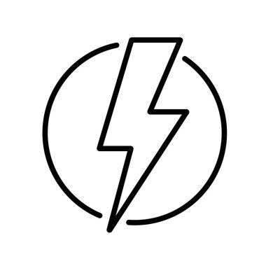Lightning in a circle line icon with editable stroke. Linear icon.