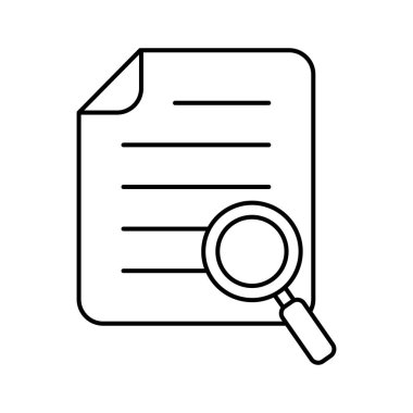 Document with magnifier loupe thin line icon, business concept. File search icon, document search, vector isolated.