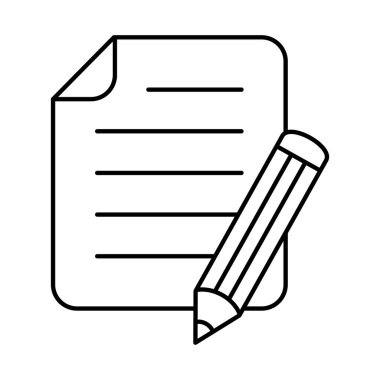 Document with pencil thin line icon vector illustration. Test vector icon.