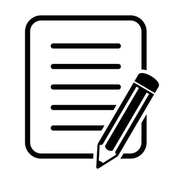 Kalem simgesi vektör illüstrasyonlu belge. Test vektör simgesi.
