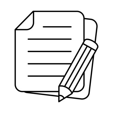 Document with pencil thin line icon vector illustration. Test vector icon.