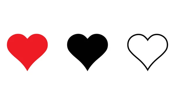 Kırmızı Siyah Anahat Kalp Simgesi Aşk Simgesi — Stok Vektör