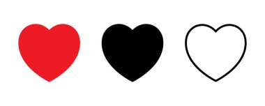 Kırmızı, siyah ve anahat kalp simgesi, aşk simgesi.