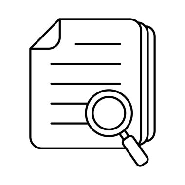 Document with magnifier loupe thin line icon, business concept. File search icon, document search, vector isolated.