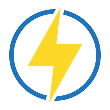 Şimşek elektrik güç simgesi. Hisse senedi. Vektör illüstrasyonu beyaz arkaplanda izole edildi.