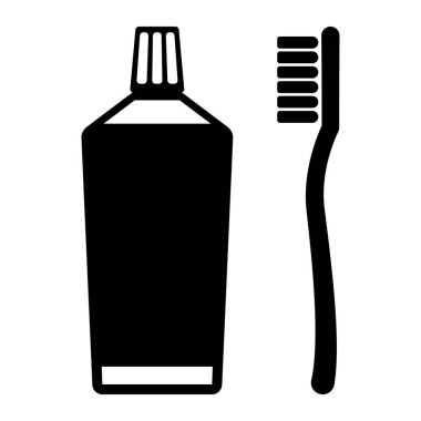 Diş fırçası ve diş macunu simgesi, vektör sembolü.