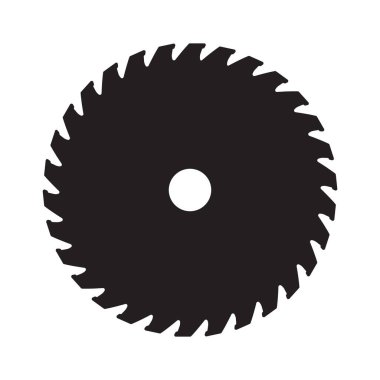 Dairesel testere ikonu. Dairesel testere bıçaklarının siyah siluetleri, vektör çizimleri.