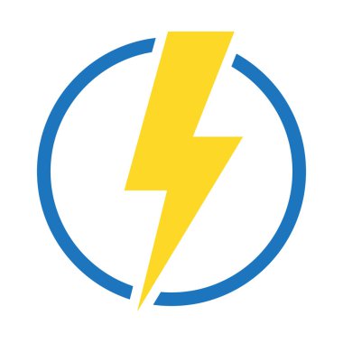 Şimşek elektrik güç simgesi vektör çizimi beyaz arkaplanda izole edildi.