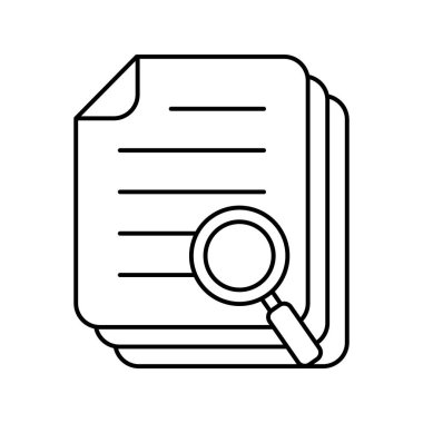 Document with magnifier loupe thin line icon, business concept. File search icon, document search, vector isolated.