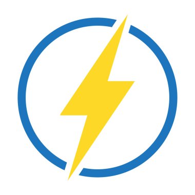 Şimşek elektrik güç simgesi vektör çizimi beyaz arkaplanda izole edildi.