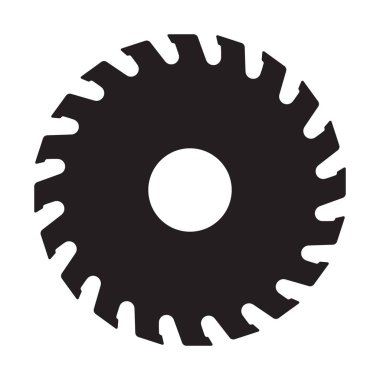 Dairesel testere ikonu. Dairesel testere bıçaklarının siyah siluetleri, vektör çizimleri.