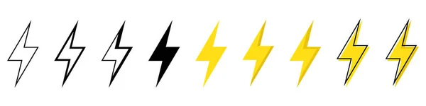 Thunder Bolt Vector Icono Iconos Relámpagos Señal Eléctrica Símbolo Thunderbolt — Archivo Imágenes Vectoriales