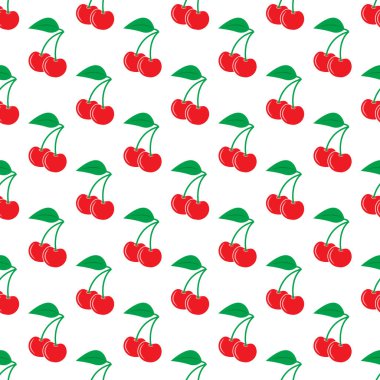 Kirazlı taze meyve pürüzsüz desen, vektör tasarımı.