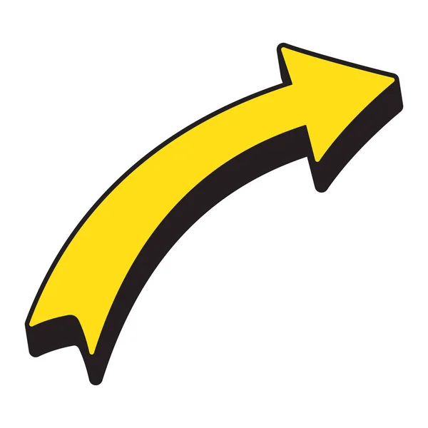 Pop Art Curved Arrow Comic Book Style Quirky Cartoon Arrow — Stock Vector