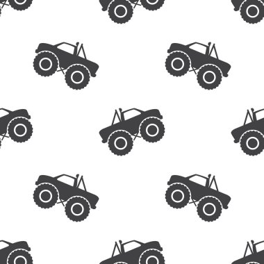 Canavar kamyonet pürüzsüz desen, vektör çizimi. 4x4 Canavar kamyon geçmişi.