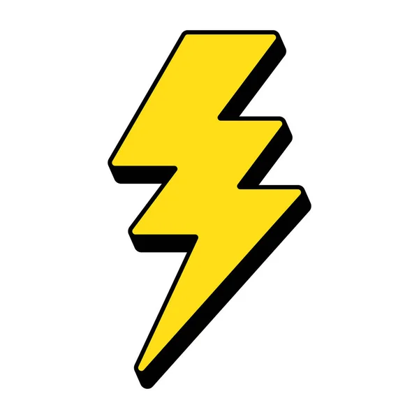 Κίτρινη Ηλεκτρική Αστραπή Bolt Σκίαση Αποτελέσματα Λευκό Φόντο Διάνυσμα Εικονίδιο — Διανυσματικό Αρχείο