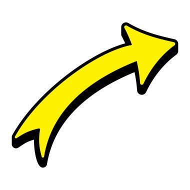 Pop sanat kavisli ok. Çizgi roman tarzı tuhaf çizgi film oku.