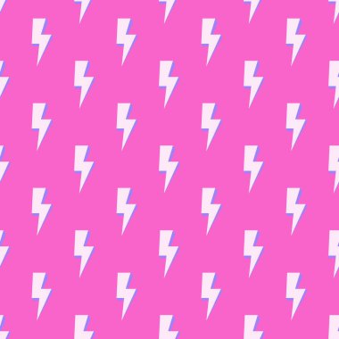 Şimşeksiz bir şablon. Elektrikli yıldırımlı pembe arka plan. Gök gürültüsü vektör deseni, duvar kağıdı. Bolt simgesi arkaplanı.