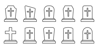 Tombstone ikonu. Mezar taşı vektörünü yırt. Genişletilmiş vuruş.